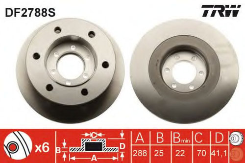 Disc frana IVECO DAILY III bus (1999 - 2006) TRW DF2788S piesa NOUA
