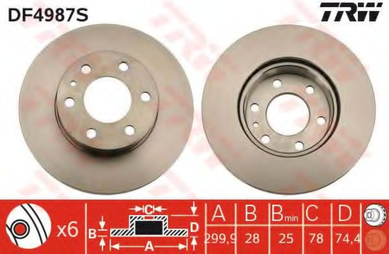 Disc frana IVECO DAILY III platou / sasiu (1999 - 2006) TRW DF4987S piesa NOUA
