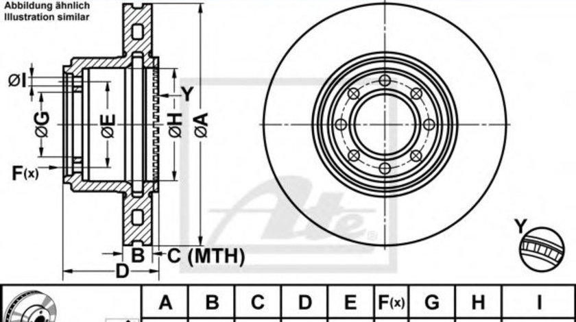 Disc frana IVECO DAILY IV autobasculanta (2006 - 2011) ATE 24.0124-0228.1 piesa NOUA