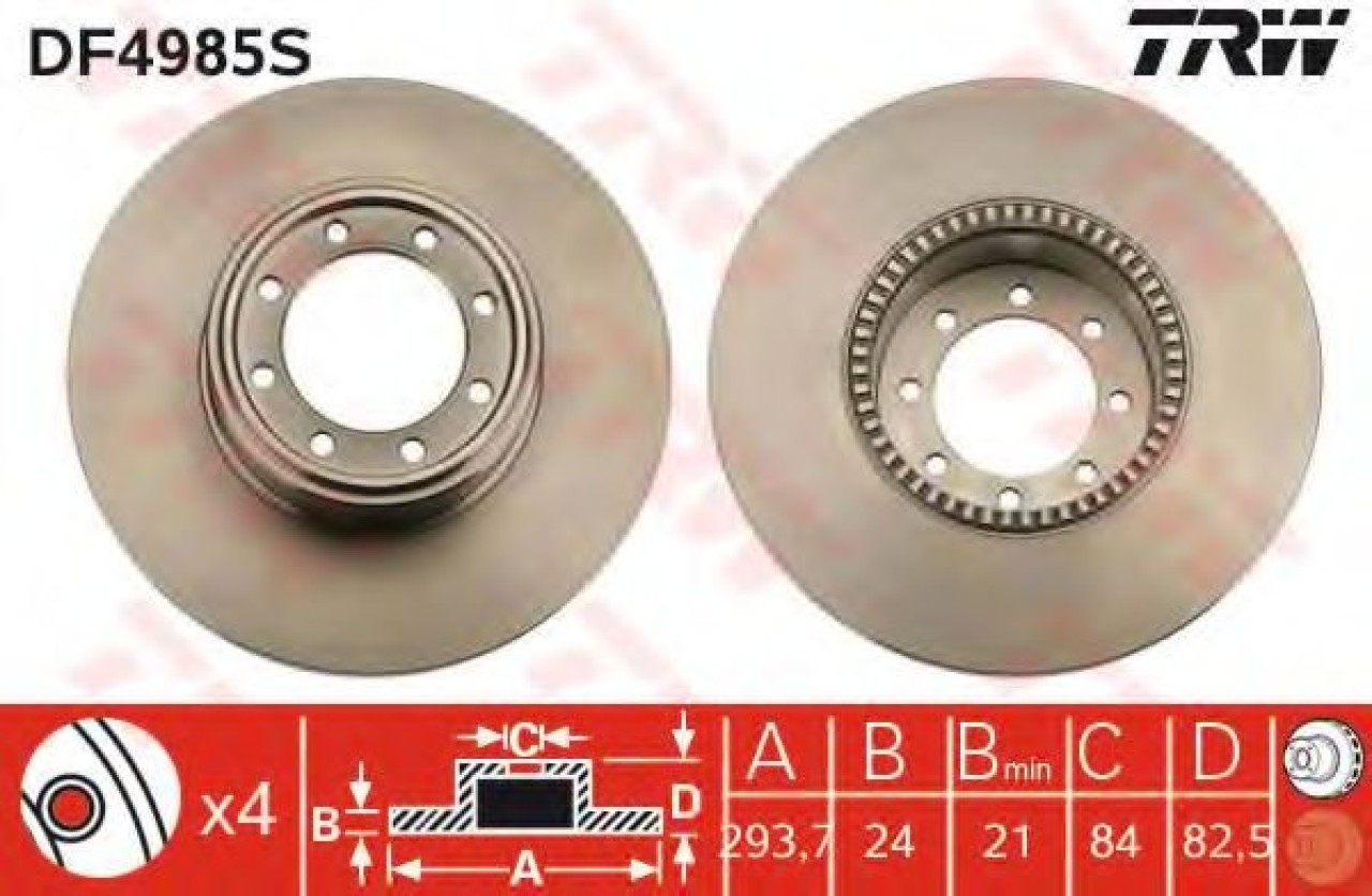 Disc frana IVECO DAILY V autobasculanta (2011 - 2014) TRW DF4985S piesa NOUA