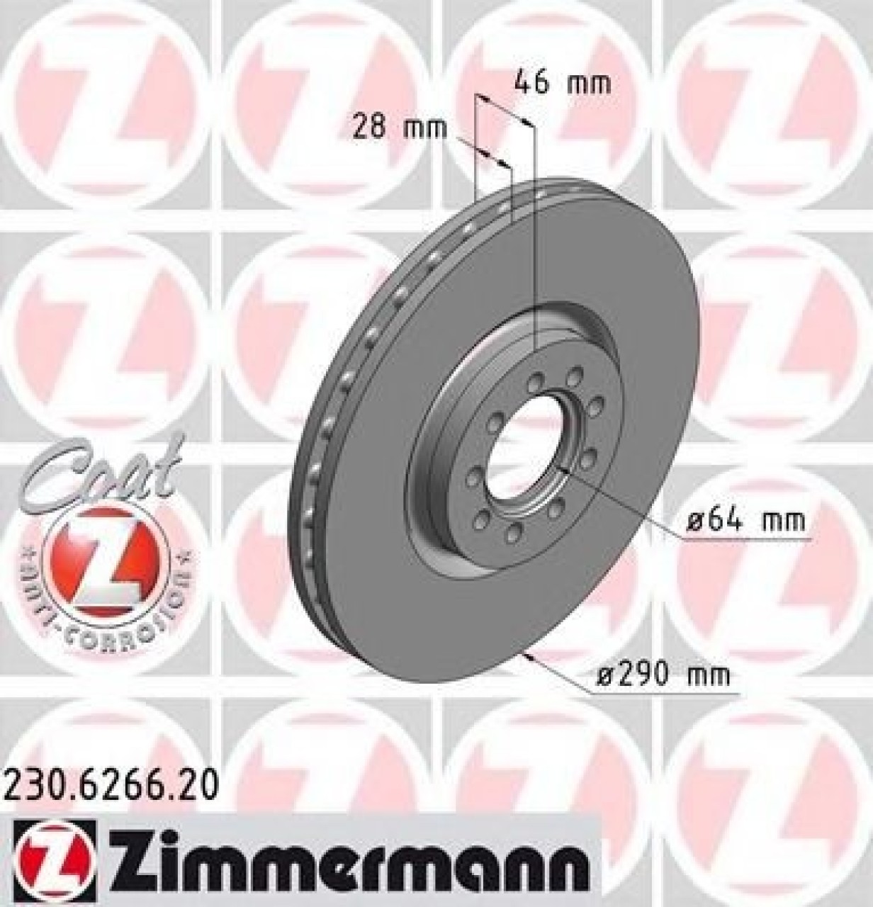 Disc frana IVECO DAILY V autobasculanta (2011 - 2014) ZIMMERMANN 230.6266.20 piesa NOUA