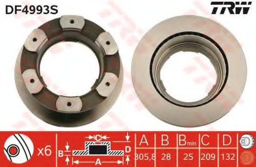 Disc frana IVECO DAILY V caroserie inchisa/combi (2011 - 2014) TRW DF4993S piesa NOUA