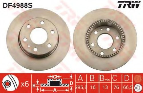 Disc frana IVECO DAILY VI caroserie inchisa/combi (2014 - 2016) TRW DF4988S piesa NOUA