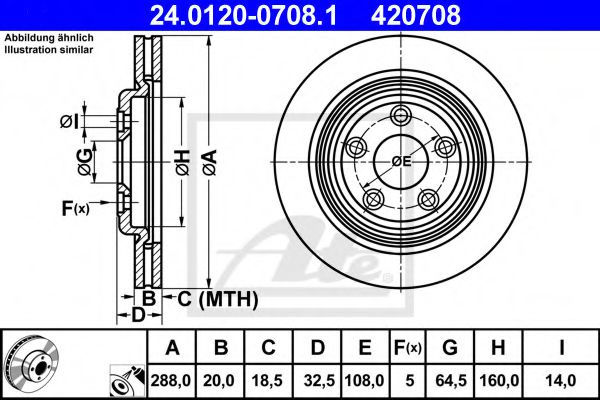 Disc frana JAGUAR S-TYPE (CCX) (1999 - 2009) ATE 24.0120-0708.1 piesa NOUA