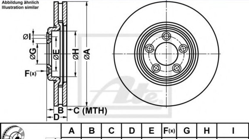 Disc frana JAGUAR S-TYPE (CCX) (1999 - 2009) ATE 24.0130-0182.1 piesa NOUA