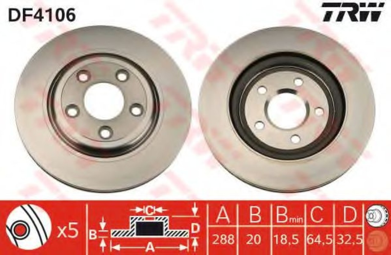 Disc frana JAGUAR S-TYPE (CCX) (1999 - 2009) TRW DF4106 piesa NOUA