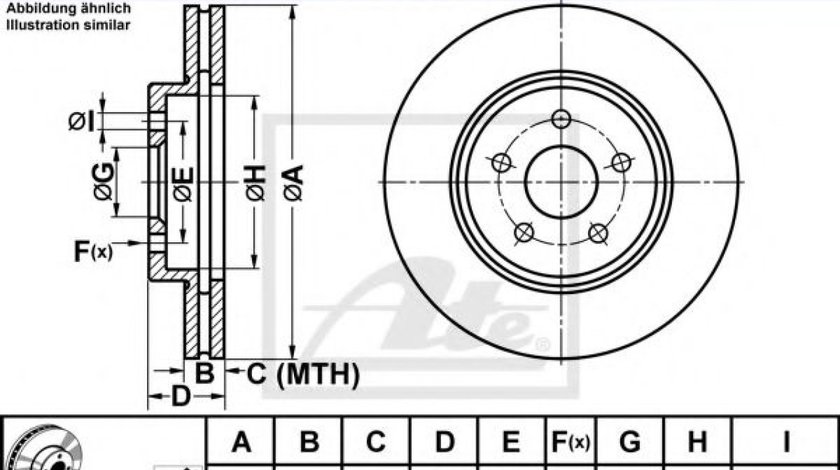 Disc frana JAGUAR X-TYPE (CF1) (2001 - 2009) ATE 24.0124-0161.1 piesa NOUA