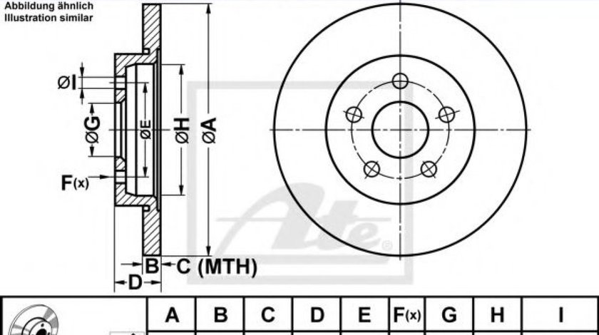 Disc frana JAGUAR X-TYPE (CF1) (2001 - 2009) ATE 24.0112-0154.1 piesa NOUA