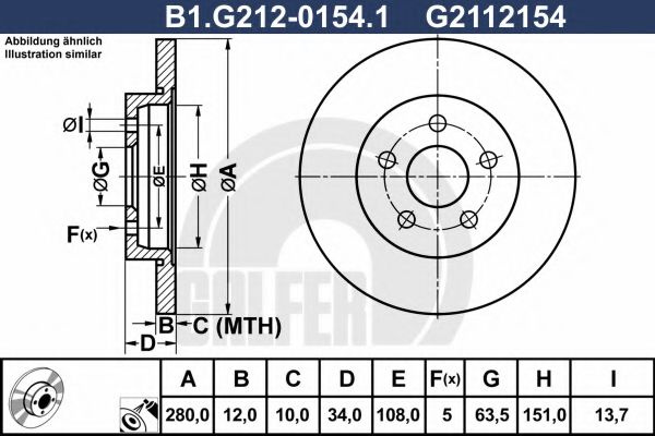 Disc frana JAGUAR X-TYPE (CF1) (2001 - 2009) GALFER B1.G212-0154.1 piesa NOUA