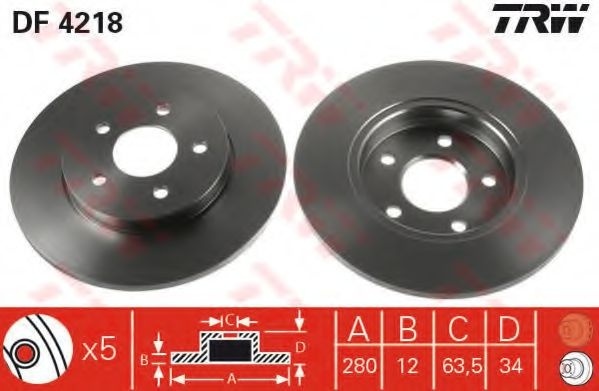 Disc frana JAGUAR X-TYPE (CF1) (2001 - 2009) TRW DF4218 piesa NOUA