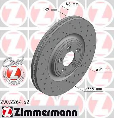 Disc frana JAGUAR XF (CC9) (2008 - 2015) ZIMMERMANN 290.2264.52 piesa NOUA