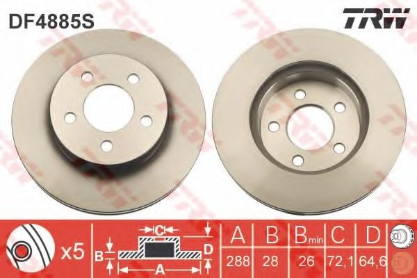 Disc frana JEEP CHEROKEE (KJ) (2001 - 2008) TRW DF4885S piesa NOUA