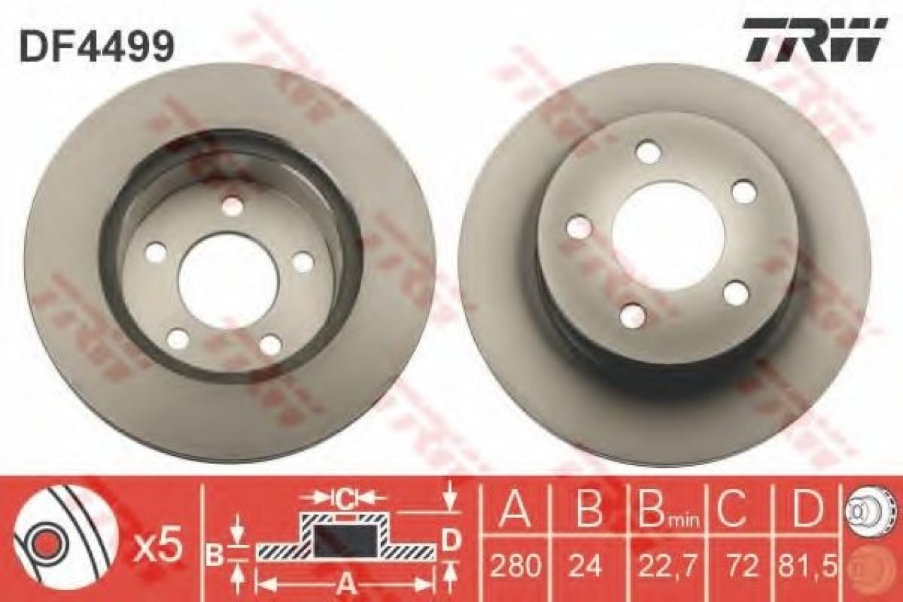 Disc frana JEEP CHEROKEE (XJ) (1983 - 2001) TRW DF4499 piesa NOUA