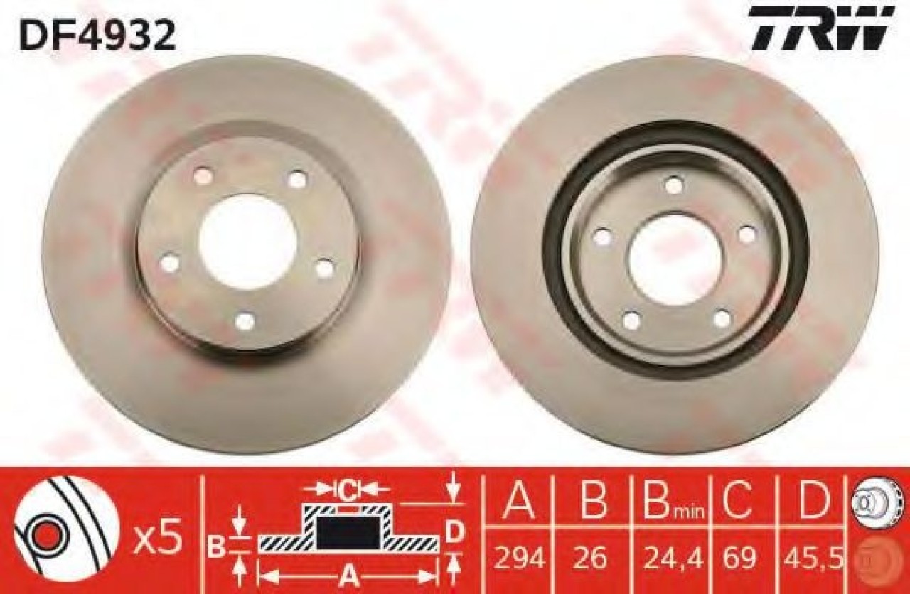 Disc frana JEEP COMPASS (MK49) (2006 - 2016) TRW DF4932 piesa NOUA