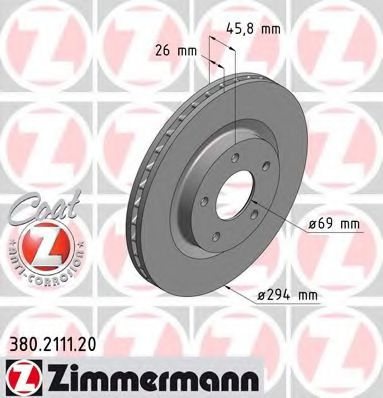 Disc frana JEEP COMPASS (MK49) (2006 - 2016) ZIMMERMANN 380.2111.20 piesa NOUA