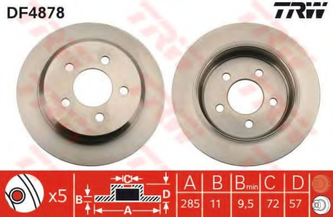 Disc frana JEEP GRAND CHEROKEE I (ZJ) (1991 - 1999) TRW DF4878 piesa NOUA