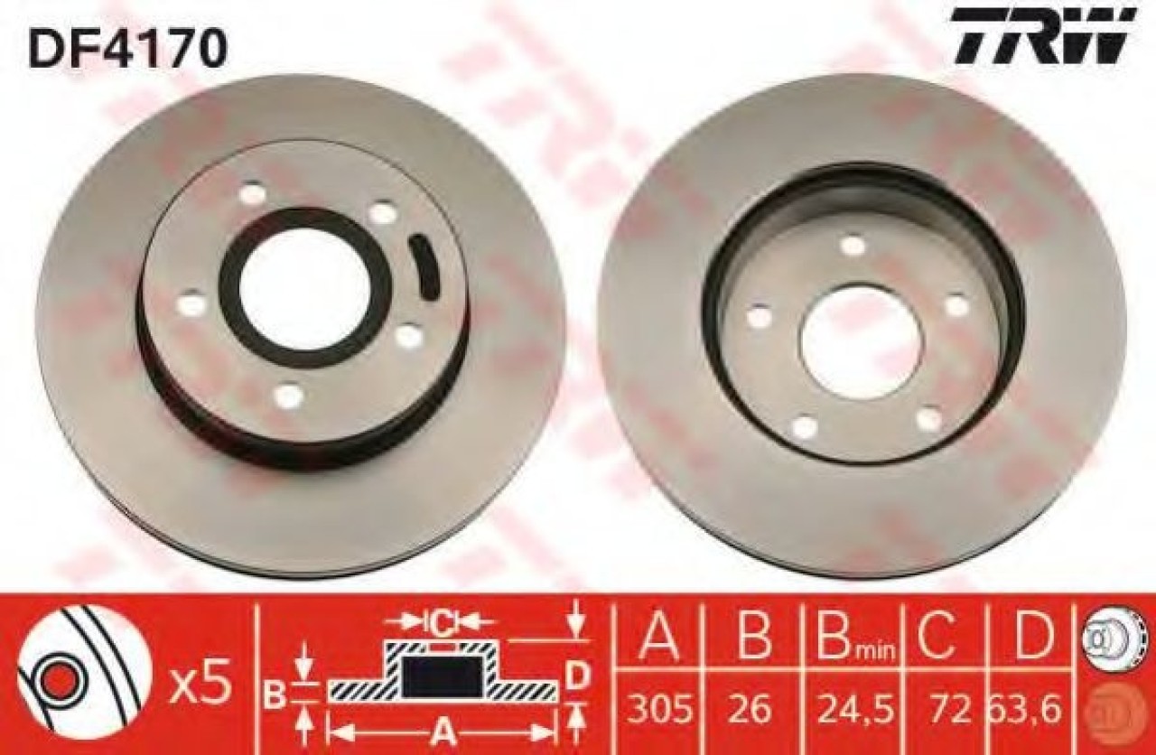 Disc frana JEEP GRAND CHEROKEE II (WJ, WG) (1998 - 2005) TRW DF4170 piesa NOUA