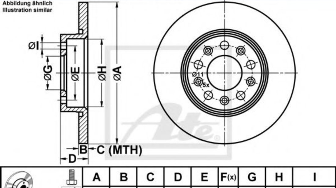 Disc frana JEEP RENEGADE (BU) (2014 - 2016) ATE 24.0112-0170.1 piesa NOUA