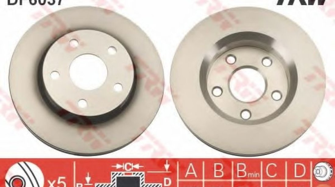 Disc frana JEEP WRANGLER II (TJ) (1996 - 2008) TRW DF6037 piesa NOUA