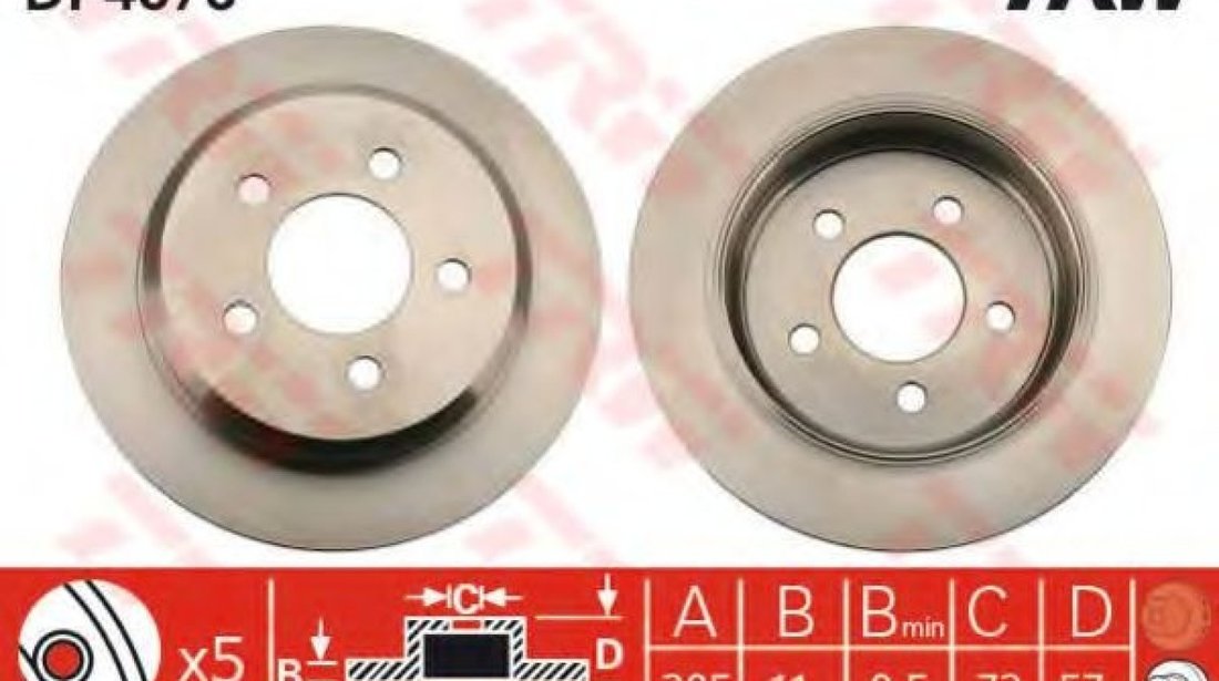 Disc frana JEEP WRANGLER II (TJ) (1996 - 2008) TRW DF4878 piesa NOUA