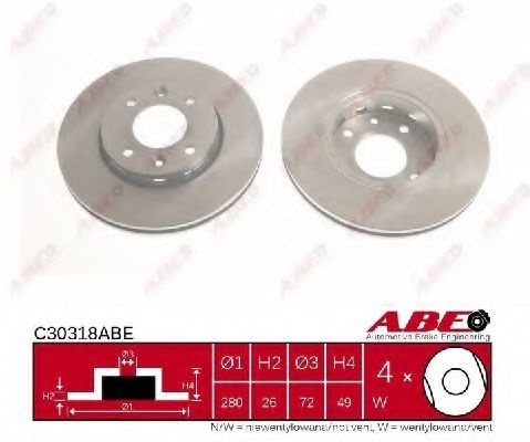 Disc frana KIA CARENS II (FJ) (2002 - 2006) ABE C30318ABE piesa NOUA