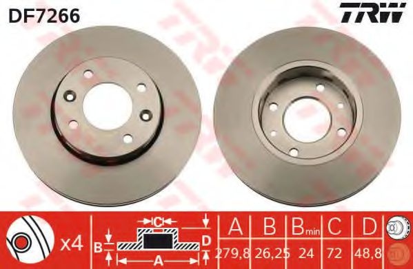 Disc frana KIA CARENS II (FJ) (2002 - 2006) TRW DF7266 piesa NOUA