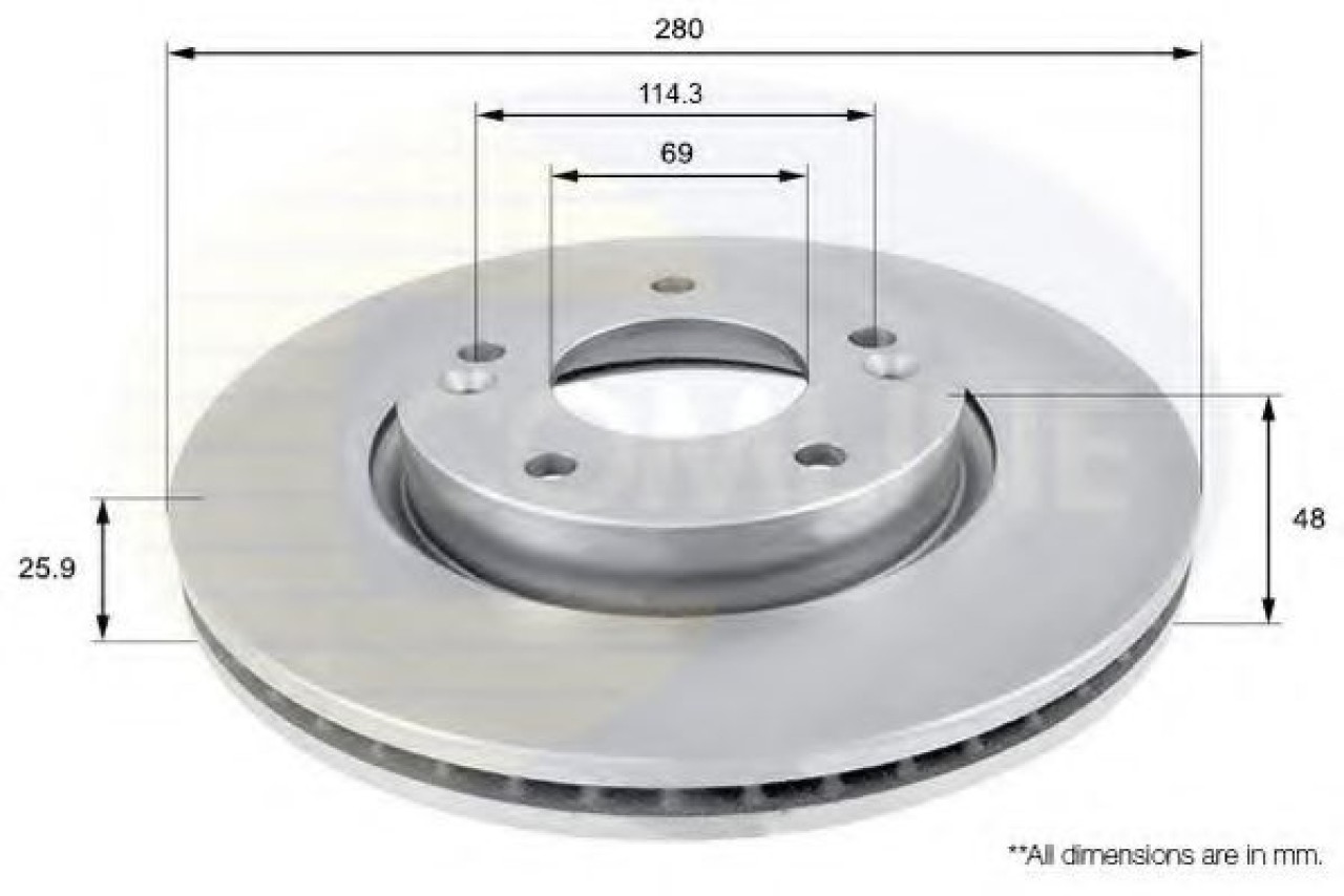 Disc frana KIA CARENS III (UN) (2006 - 2013) COMLINE ADC1041V piesa NOUA
