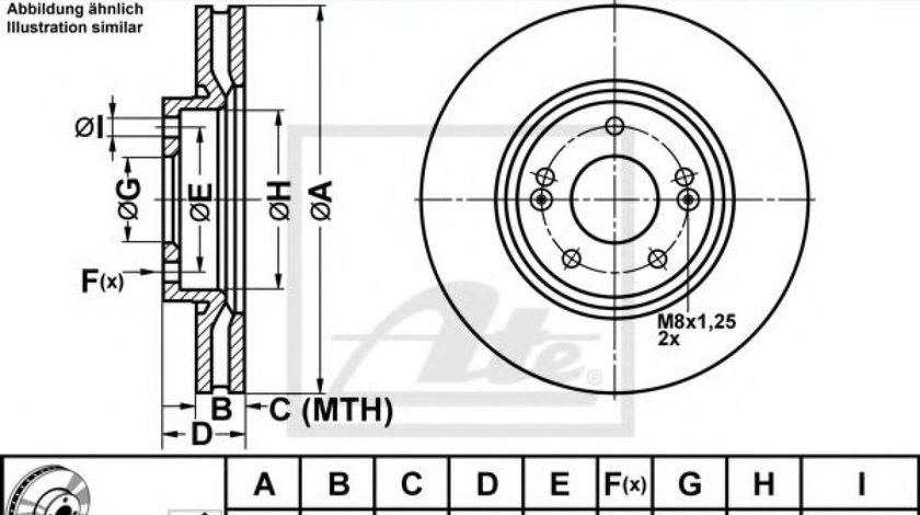 Disc frana KIA CARENS IV (2013 - 2016) ATE 24.0128-0256.1 piesa NOUA