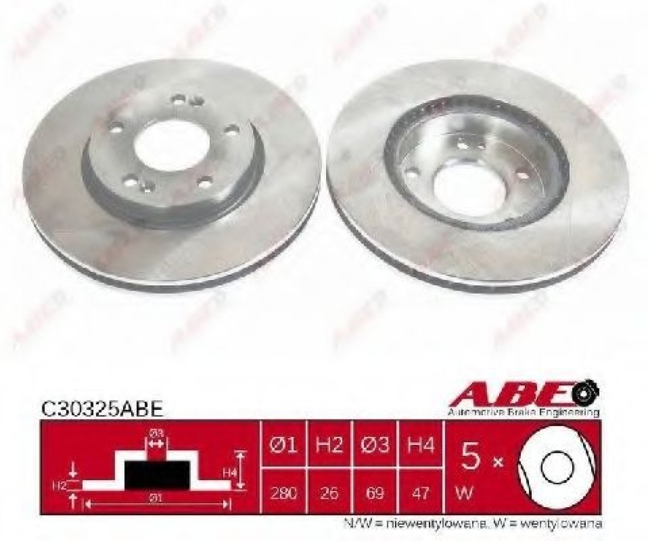 Disc frana KIA CEED SW (ED) (2007 - 2012) ABE C30325ABE piesa NOUA