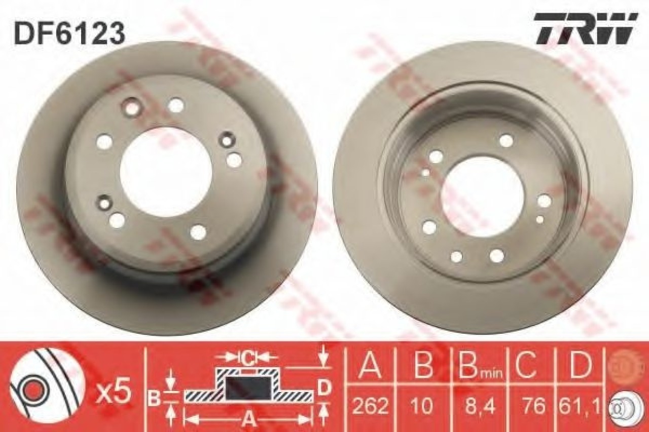 Disc frana KIA CEED SW (ED) (2007 - 2012) TRW DF6123 piesa NOUA