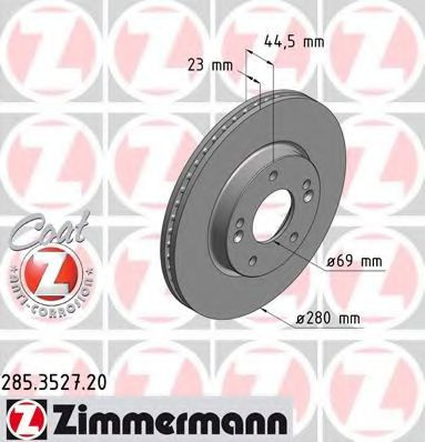 Disc frana KIA CEED SW (JD) (2012 - 2016) ZIMMERMANN 285.3527.20 piesa NOUA
