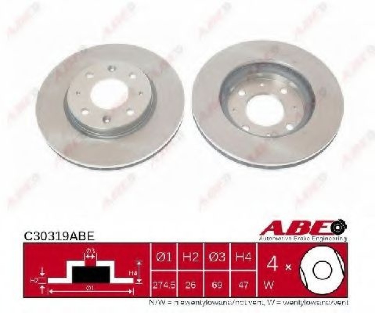 Disc frana KIA CERATO II limuzina (TD) (2009 - 2016) ABE C30319ABE piesa NOUA