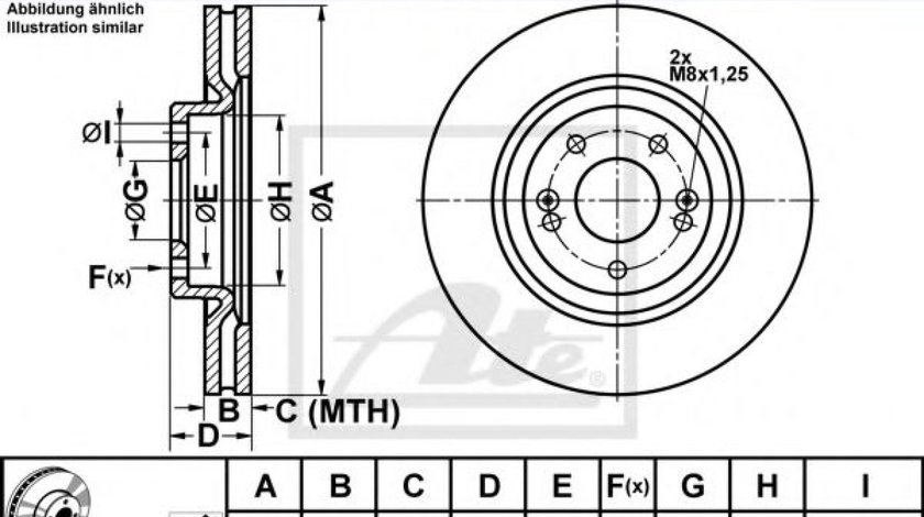 Disc frana KIA OPTIMA (2010 - 2015) ATE 24.0128-0258.1 piesa NOUA