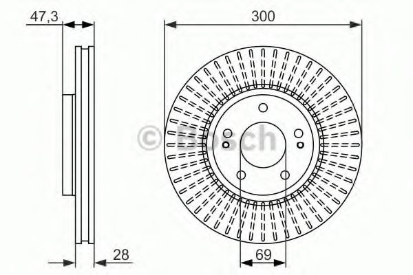 Disc frana KIA OPTIMA (2010 - 2015) BOSCH 0 986 479 C51 piesa NOUA
