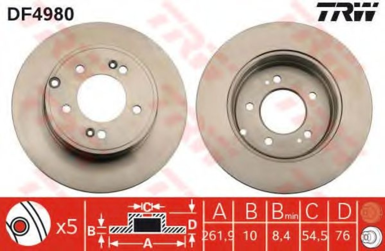Disc frana KIA OPTIMA (2010 - 2015) TRW DF4980 piesa NOUA