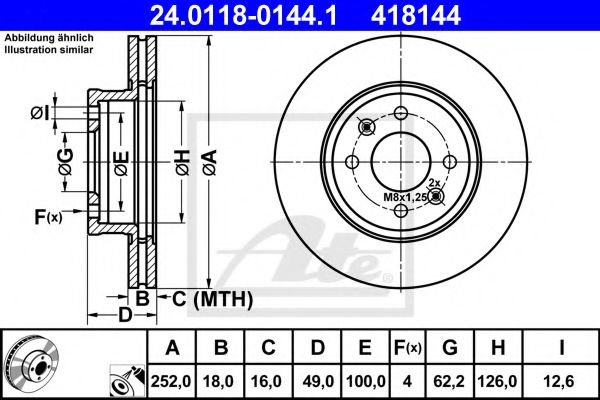 Disc frana KIA PICANTO (BA) (2004 - 2011) ATE 24.0118-0144.1 piesa NOUA