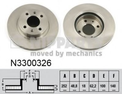 Disc frana KIA PICANTO (BA) (2004 - 2011) NIPPARTS N3300326 piesa NOUA