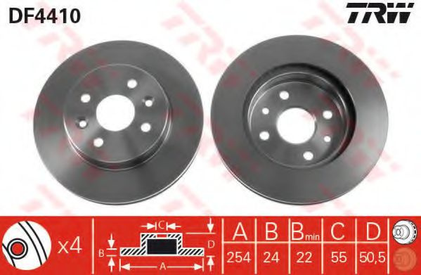 Disc frana KIA RIO combi (DC) (2000 - 2005) TRW DF4410 piesa NOUA
