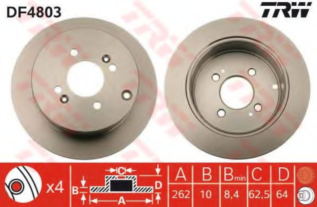 Disc frana KIA RIO II (JB) (2005 - 2016) TRW DF4803 piesa NOUA