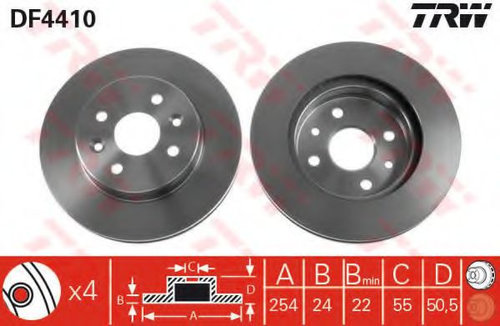Disc frana KIA RIO limuzina (DC) (2000 - 2005) TRW DF4410 piesa NOUA