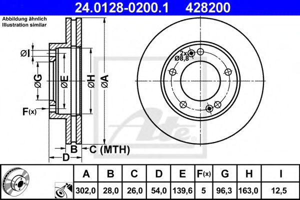 Disc frana KIA SORENTO I (JC) (2002 - 2009) ATE 24.0128-0200.1 piesa NOUA