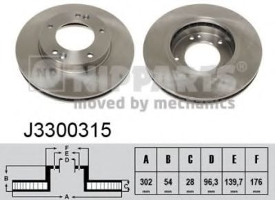 Disc frana KIA SORENTO I (JC) (2002 - 2009) NIPPARTS J3300315 piesa NOUA