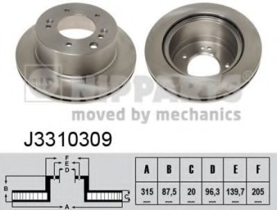 Disc frana KIA SORENTO I (JC) (2002 - 2009) NIPPARTS J3310309 piesa NOUA