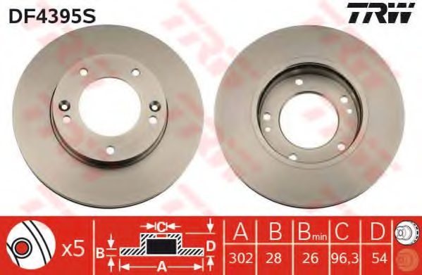 Disc frana KIA SORENTO I (JC) (2002 - 2009) TRW DF4395S piesa NOUA