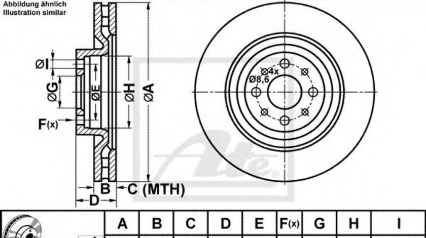 Disc frana LANCIA DELTA III (844) (2008 - 2014) ATE 24.0128-0243.1 piesa NOUA