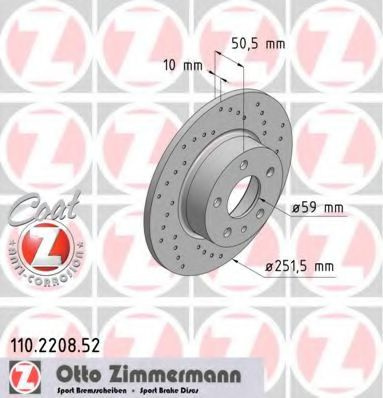 Disc frana LANCIA LYBRA (839AX) (1999 - 2005) ZIMMERMANN 110.2208.52 piesa NOUA
