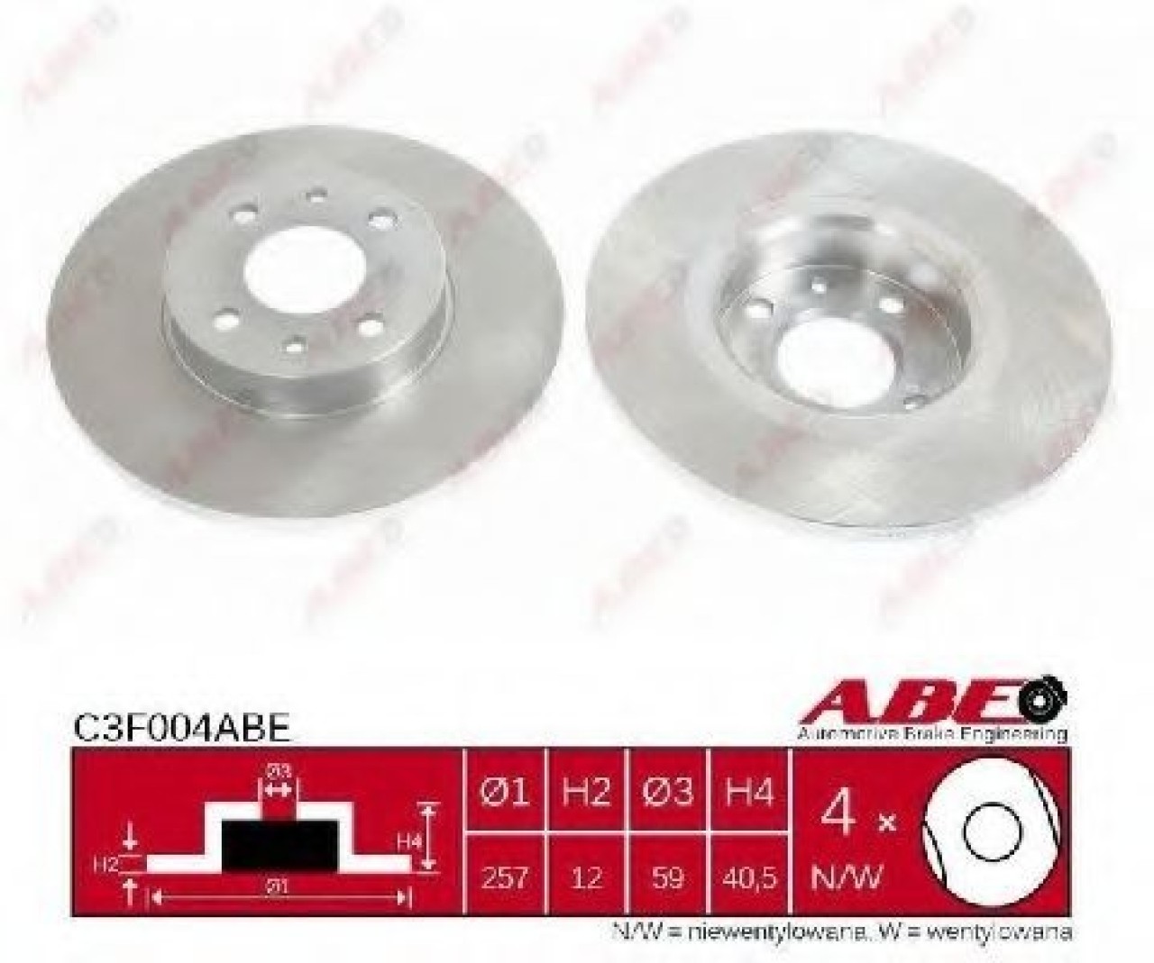 Disc frana LANCIA YPSILON (843) (2003 - 2011) ABE C3F004ABE piesa NOUA