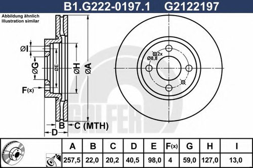 Disc frana LANCIA YPSILON (843) (2003 - 2011) GALFER B1.G222-0197.1 piesa NOUA