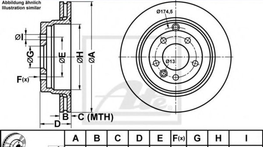 Disc frana LAND ROVER DISCOVERY IV (LA) (2009 - 2016) ATE 24.0120-0210.1 piesa NOUA