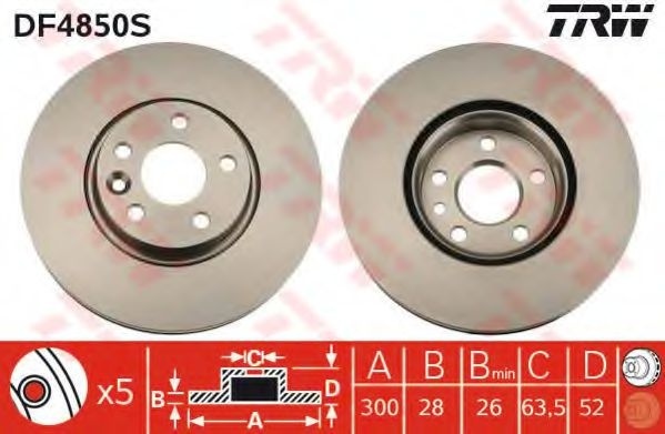 Disc frana LAND ROVER DISCOVERY SPORT (LC) (2014 - 2016) TRW DF4850S piesa NOUA